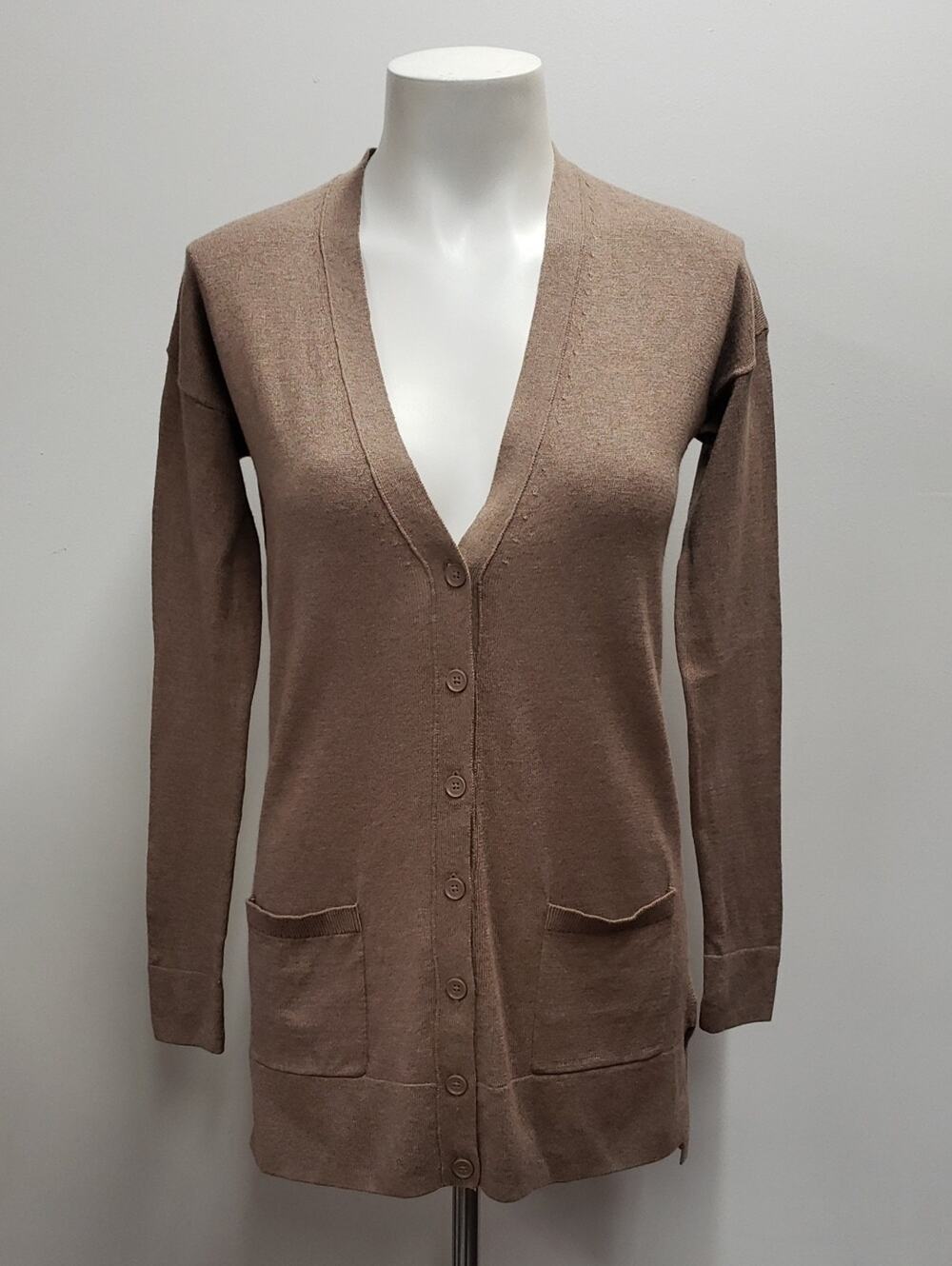 Old Navy Long Button-Up Cardigan in Taupe Womens Size XS NWT